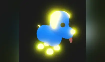 A Mega Neon Blue Dog in Adopt Me
