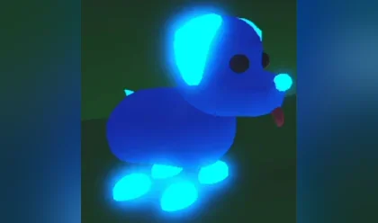 A Neon Blue Dog in Adopt Me